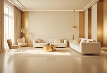 white and gold theme modern interior