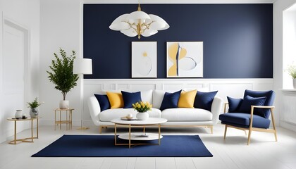 white and gold theme modern interior