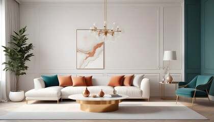 white and gold theme modern interior