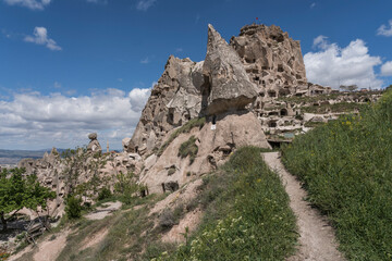 View towards the remains of Uchisar castle.