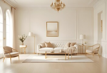 white and gold theme modern interior