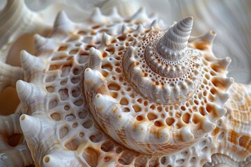 Intricate Spiral Seashell Close Up Showcasing Natural Beauty and Mesmerizing Design