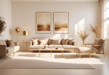 white and gold theme modern interior