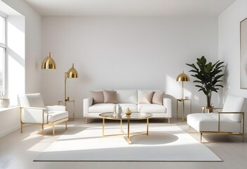 white and gold theme modern interior