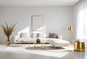 white and gold theme modern interior