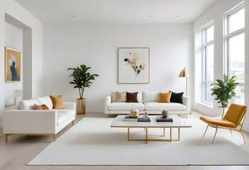 white and gold theme modern interior