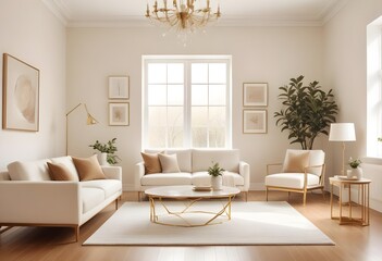 white and gold theme modern interior