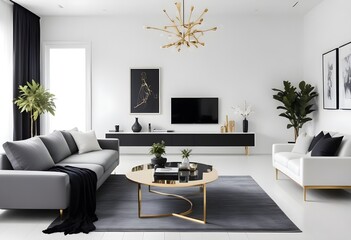 white and gold theme modern interior