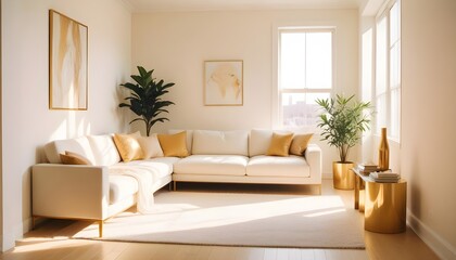 white and gold theme modern interior