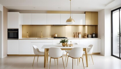 white and gold theme modern interior