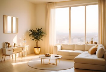 white and gold theme modern interior