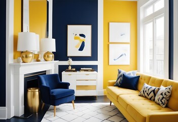 white and gold theme modern interior
