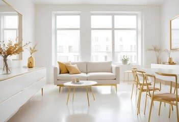 white and gold theme modern interior