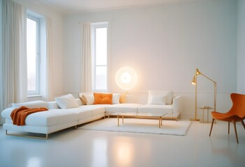 white and gold theme modern interior