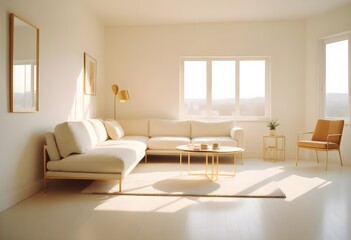 white and gold theme modern interior
