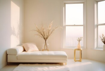 white and gold theme modern interior