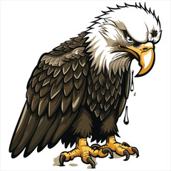 A silhouette black and white eagle flying with its wings spread