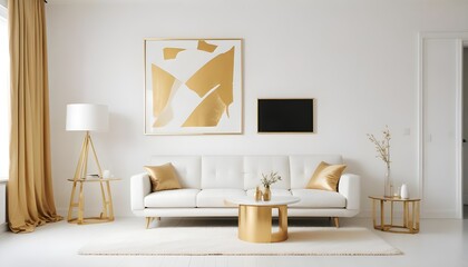 Fototapeta premium white and gold theme modern interior