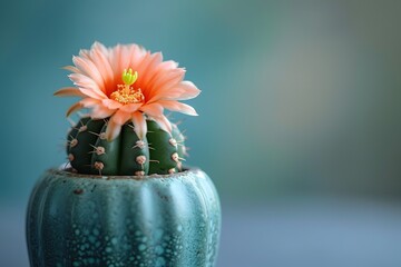 Cactus in Pot and Green Background