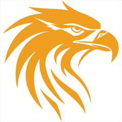 A silhouette black and white eagle flying with its wings spread