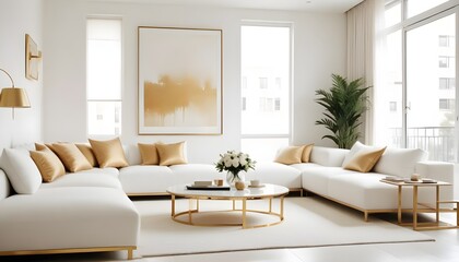 white and gold theme modern interior