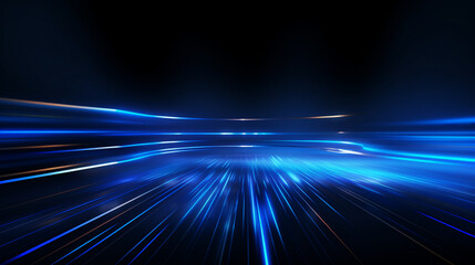 Abstract blue glowing lines on a black background, depicting a futuristic technology and digital data concept design element for a banner or poster as a vector illustration