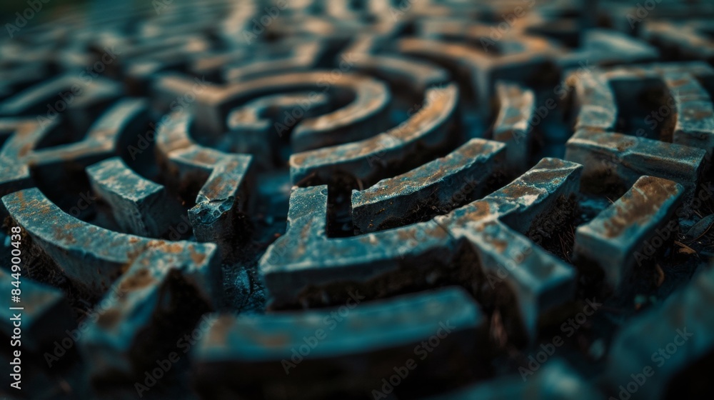 Aufkleber a close up of a circular maze with many different paths, ai