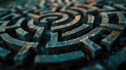 A close up of a circular maze with many different paths, AI