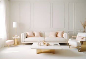 white and gold theme modern interior