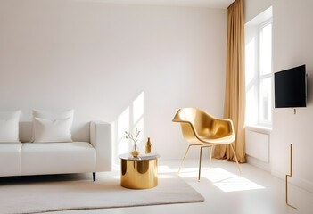 Obraz premium white and gold theme modern interior