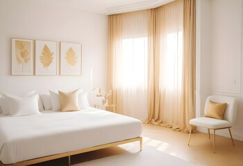 white and gold theme modern interior