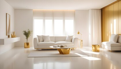 white and gold theme modern interior