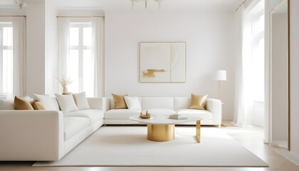 white and gold theme modern interior