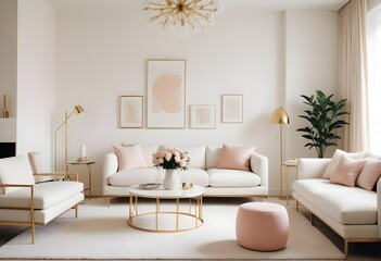 Fototapeta premium white and gold theme modern interior