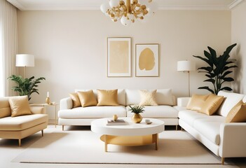 white and gold theme modern interior