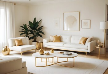white and gold theme modern interior