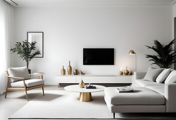 white and gold theme modern interior