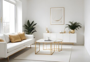 white and gold theme modern interior
