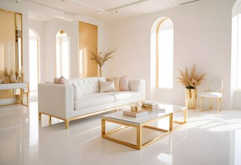 white and gold theme modern interior