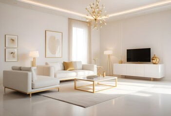 white and gold theme modern interior