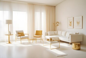 white and gold theme modern interior