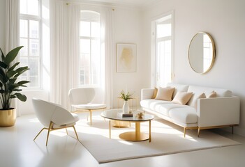 white and gold theme modern interior