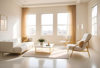 white and gold theme modern interior