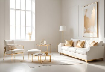 white and gold theme modern interior