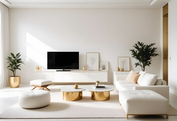 white and gold theme modern interior