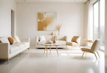 white and gold theme modern interior
