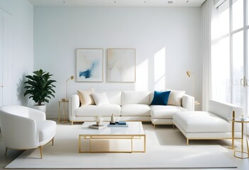 white and gold theme modern interior