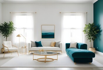 Fototapeta premium white and gold theme modern interior