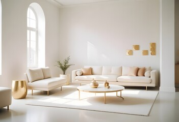 white and gold theme modern interior