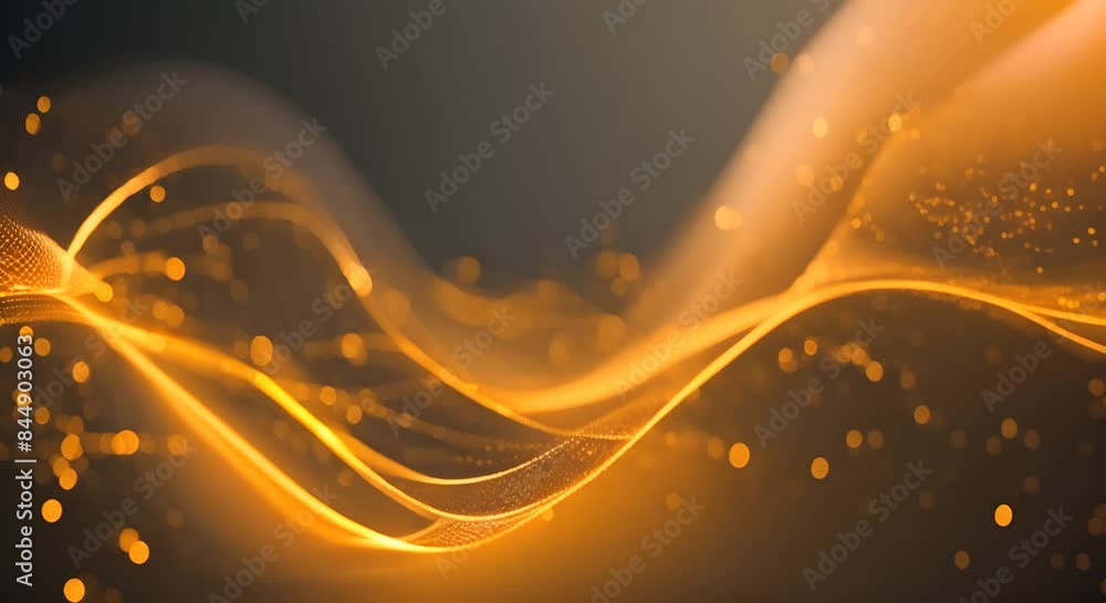 Poster gold wave of particles and lines big data visualization abstract background with a dynamic wave 3d r